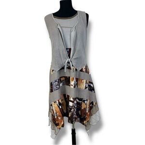 Asymmetrical Gray and Brown Dress EUC